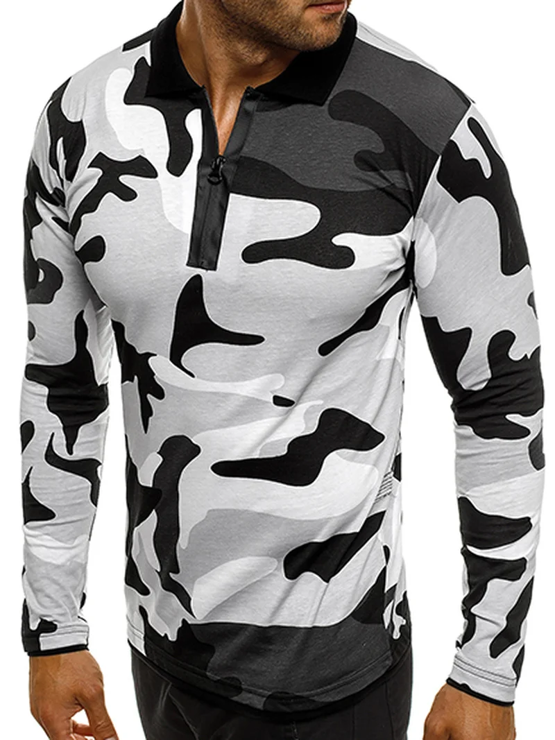 ZOGAA брендовая новая футболка с длинным рукавом в стиле милитари камуфляжной