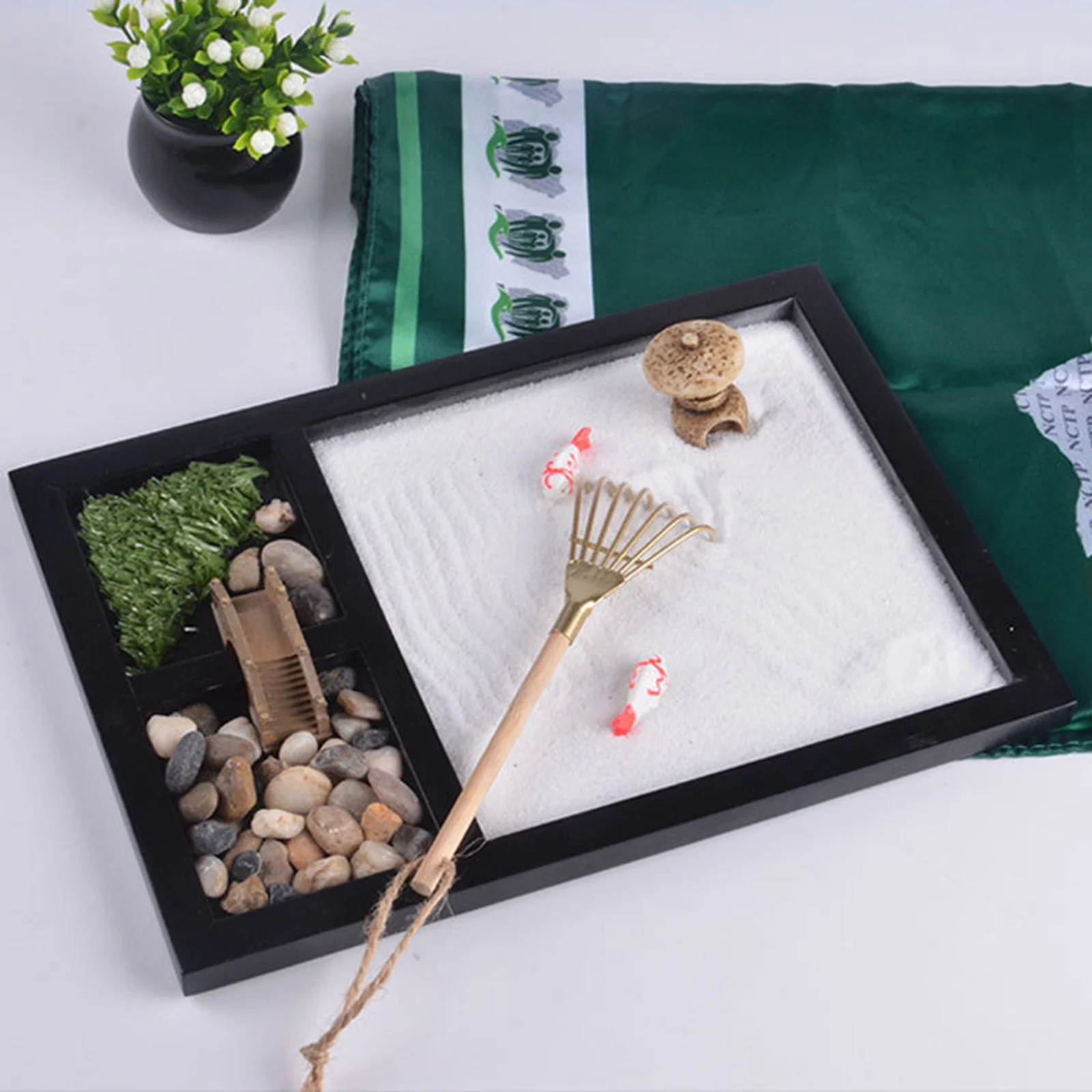 Japanese Zen Garden Kit for Desk Office Table Mini Zen Sand Garden Kit for Meditation Create Unique Calming Zen Garden