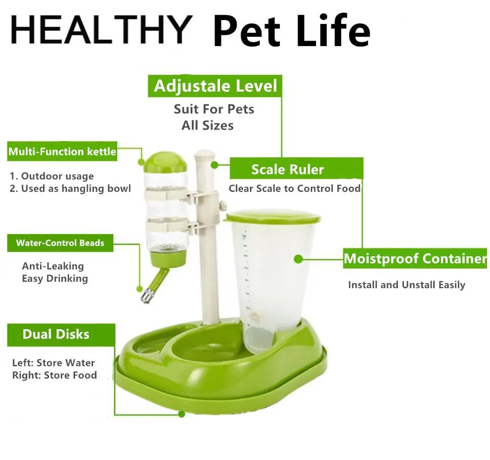 QQQPET кормушка миска бутылка пластиковый Автоматический подъемный фонтан поилка