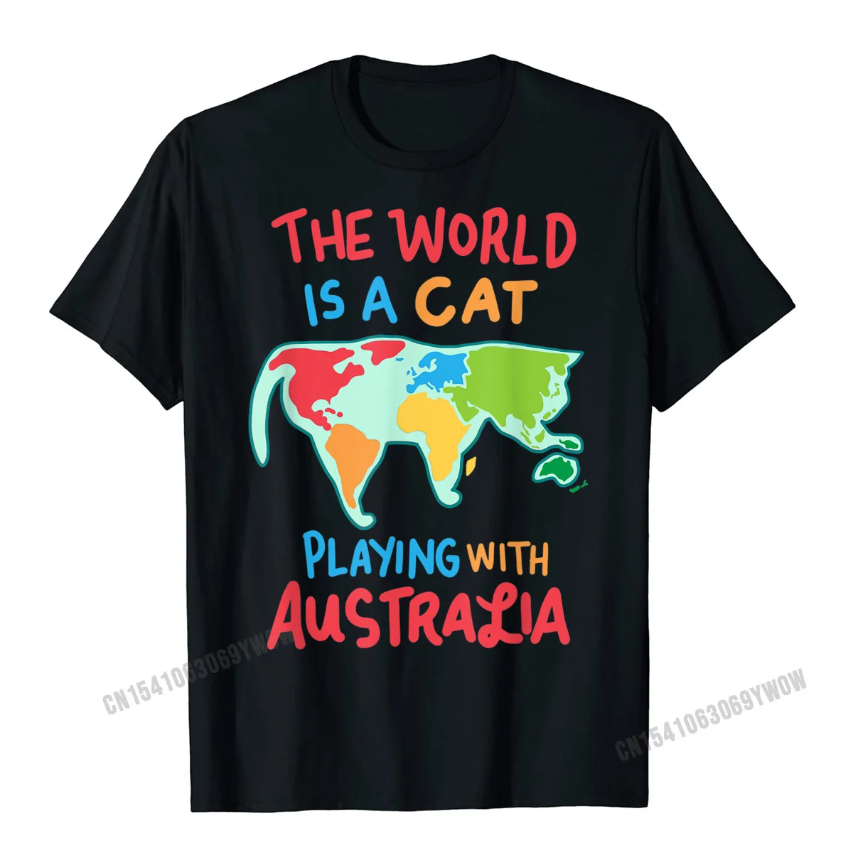 

The World Is A Cat Playing With Australia T-Shirt Men Casual Tshirts Funky Cotton Men Tops & Tees Europe