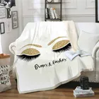 Покрывало из овечьей шерсти белого и золотого цвета с рисунком ресниц и единорога, покрывало для кровати, диван, флисовое покрывало, зимнее покрывало, прямоугольное одеяло