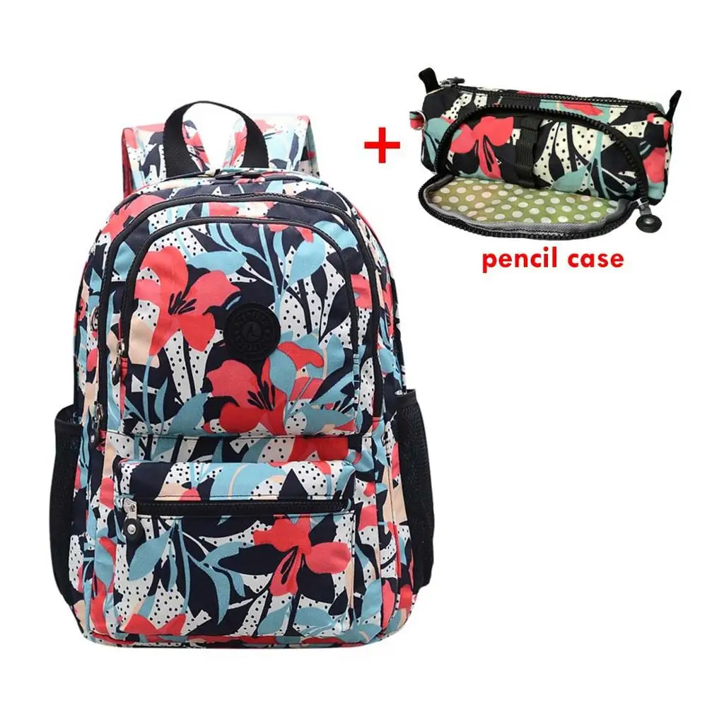 2 pieces Lily ACEPERCH Повседневный школьный рюкзак Bolsa для девочек-подростков, водонепроницаемый нейлоновый рюкзак для ноутбука Mochila Escolar с брелоком - Цвет: 2 pieces Lily