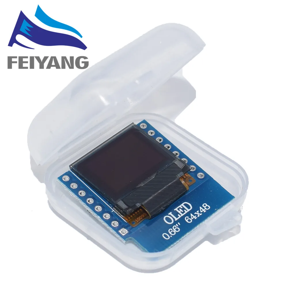 0.66 inch OLED Display Module for WEMOS D1 MINI ESP32 AVR STM32 64x48 0.66" LCD Screen IIC I2C | Электронные компоненты и