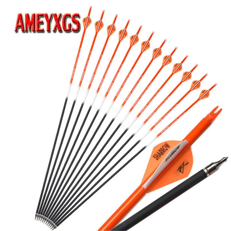 

9/12pcs Archery Spine500 31.5inch Composite Carbon Arrow Compound/Recurve Bow Shooting Bolts Arrows Outdoor Hunting Accessories