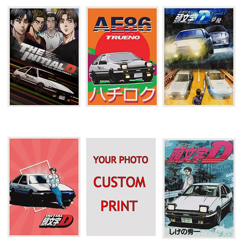 

Japanese Anime Initial D Art Retro Poster Custom Decoration Room Bar Wall Sticker Pictorial