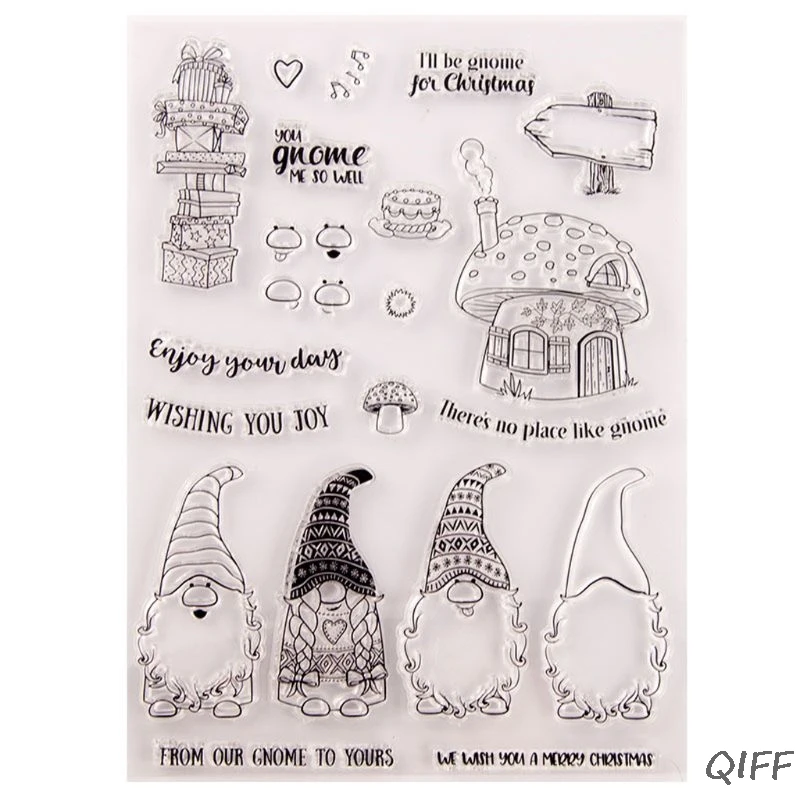 Санта гном силиконовый прозрачный печать штамп DIY Скрапбукинг рельефная