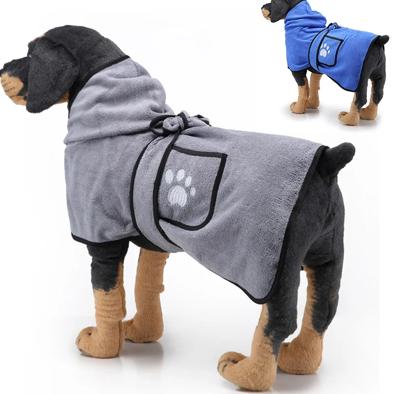 

Pet Drying Towel Super Absorbent Capacity Soft Dog Bathrobe Robe Warm Animal Pajamas Hooded Clothes Pet Grooming Supplies