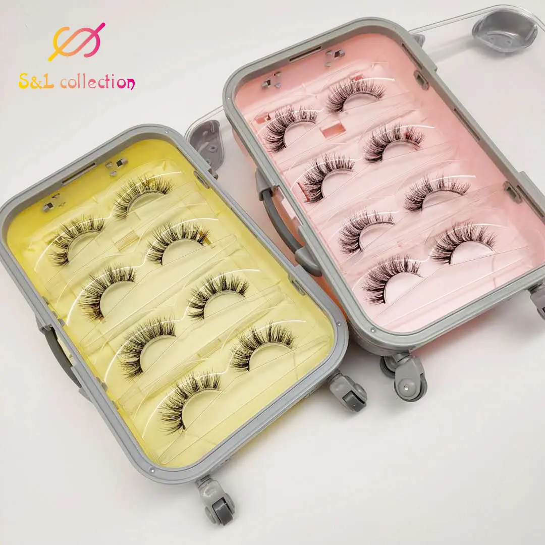 Коробка для упаковки ресниц маленький чемодан чехол Роскошный розовый желтый