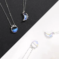 glowing discoloration moon chain necklace korea creative luminous stone pendant necklaces for women fashion jewelry gifts