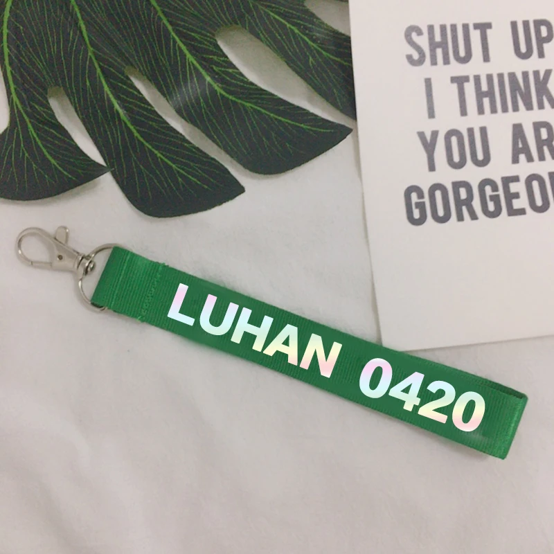 KPOP EXO Key Strap CHEN Laser KAI SEHUN DO SUHO BAEKHYUN LUHAN LAY KRIS TAO Ring Wristlet Keychain Charms | Украшения и