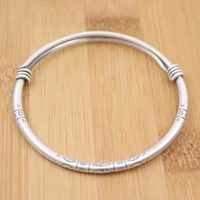 pure 925 sterling silver bangle 3mm carved pattern push pull adjustable bracelet 15 16g for women lucky gift