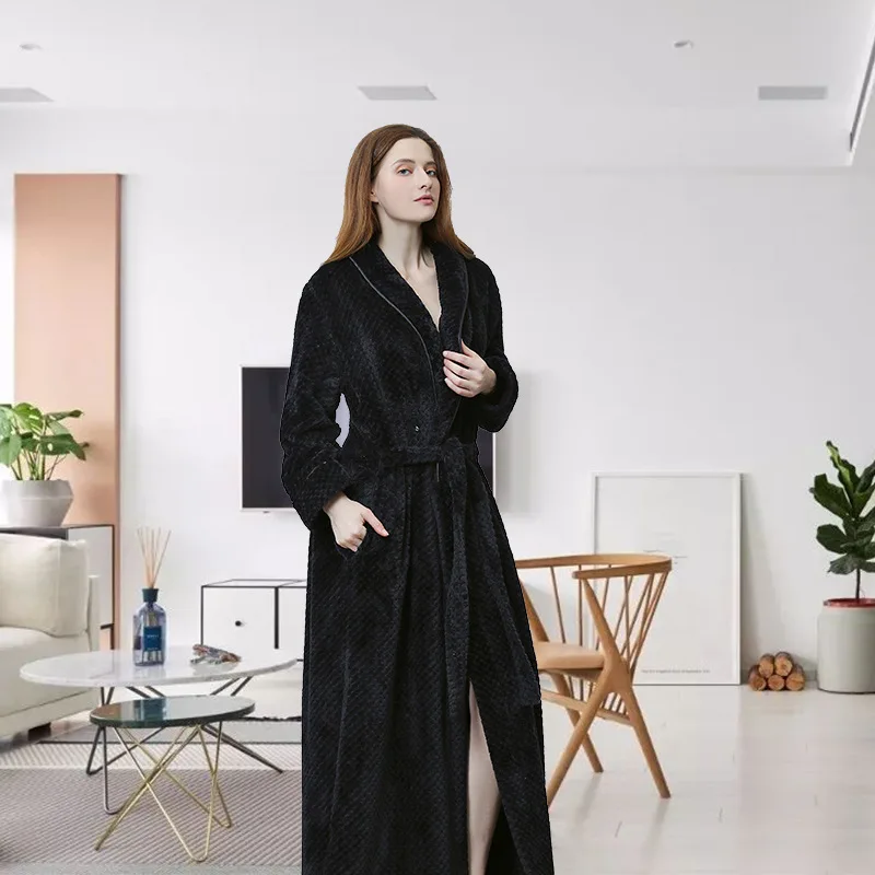 Женский зимний флисовый банный халат кораллового цвета фланелевый теплый пижамы