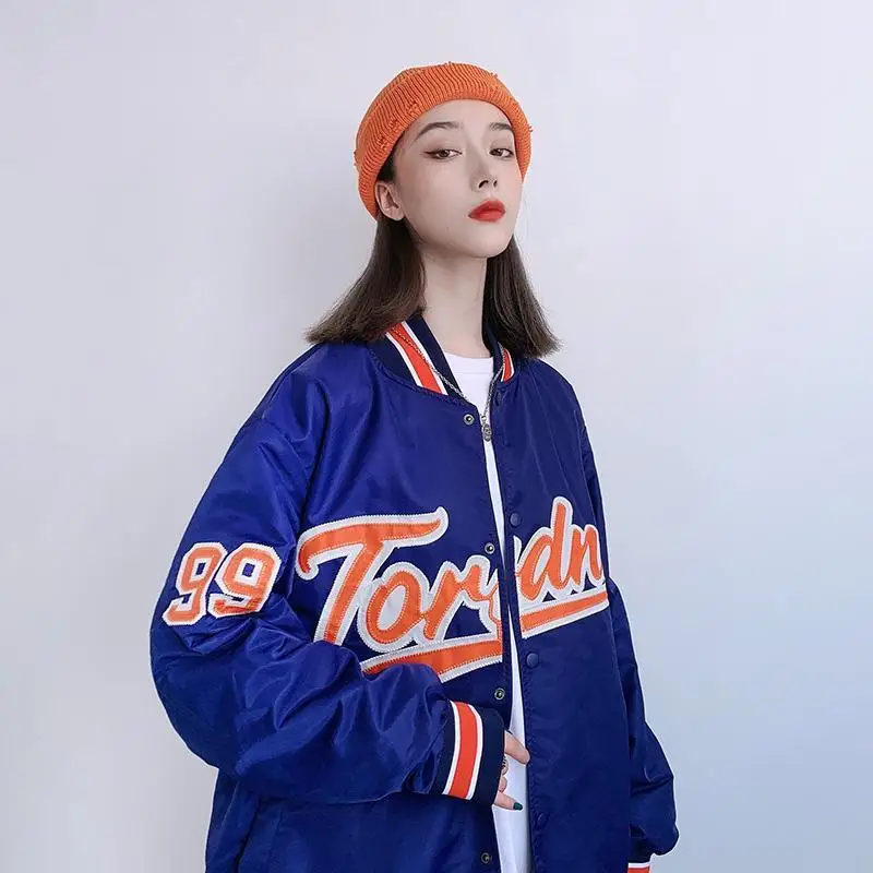 

2021 new ladies plus size jacket Korean version loose plus velvet thick sweater student ins baseball uniform tide