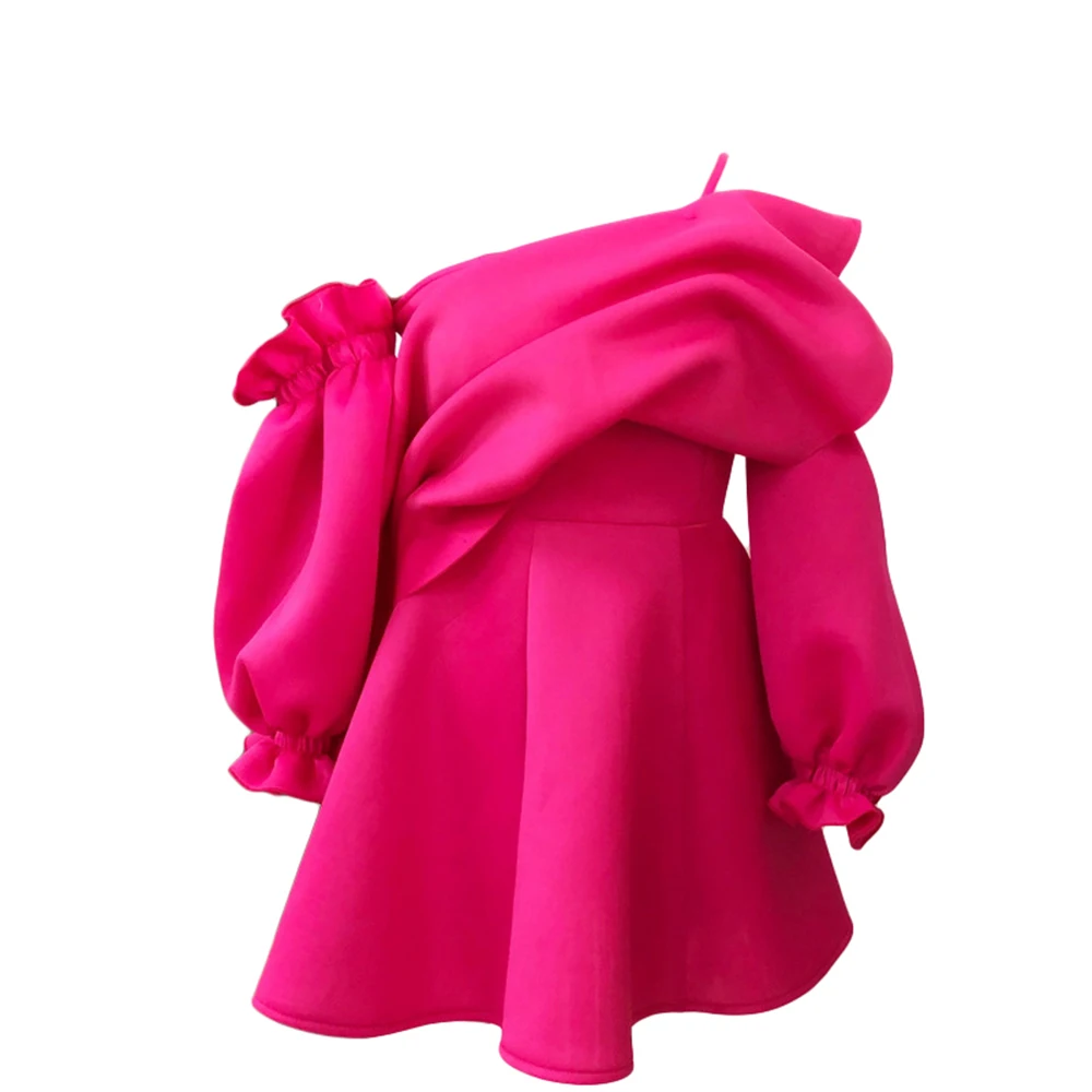 Party Dress Mini Sexy Pleated Puff Sleeve One Shoulder Spaghetti Strap Women Backless Clubwear Dinner Night Christmas Tunics | Женская