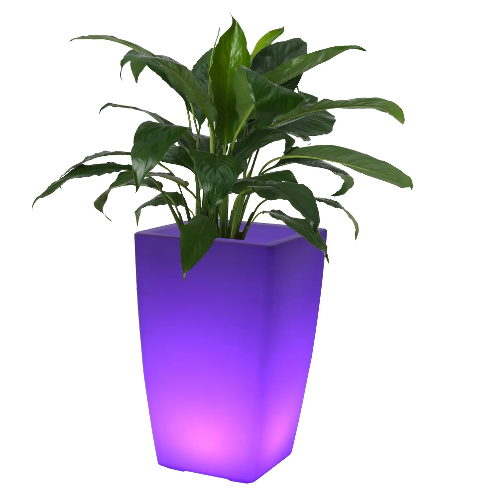 

large big tall outdoor led flower pot rectangular square round large outdoor solar charging led light flower pots planters