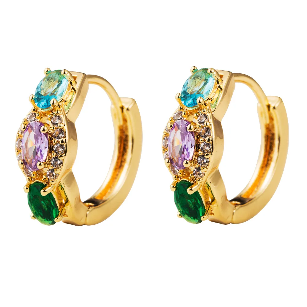 Ins/925 стерлингового серебра Мини Круглые разноцветные циркоовые серьги гвоздики
