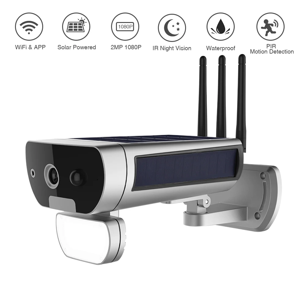 Солнечная CCTV камера беспроводная wifi Solaire 1080 P уличная наблюдения датчик движения