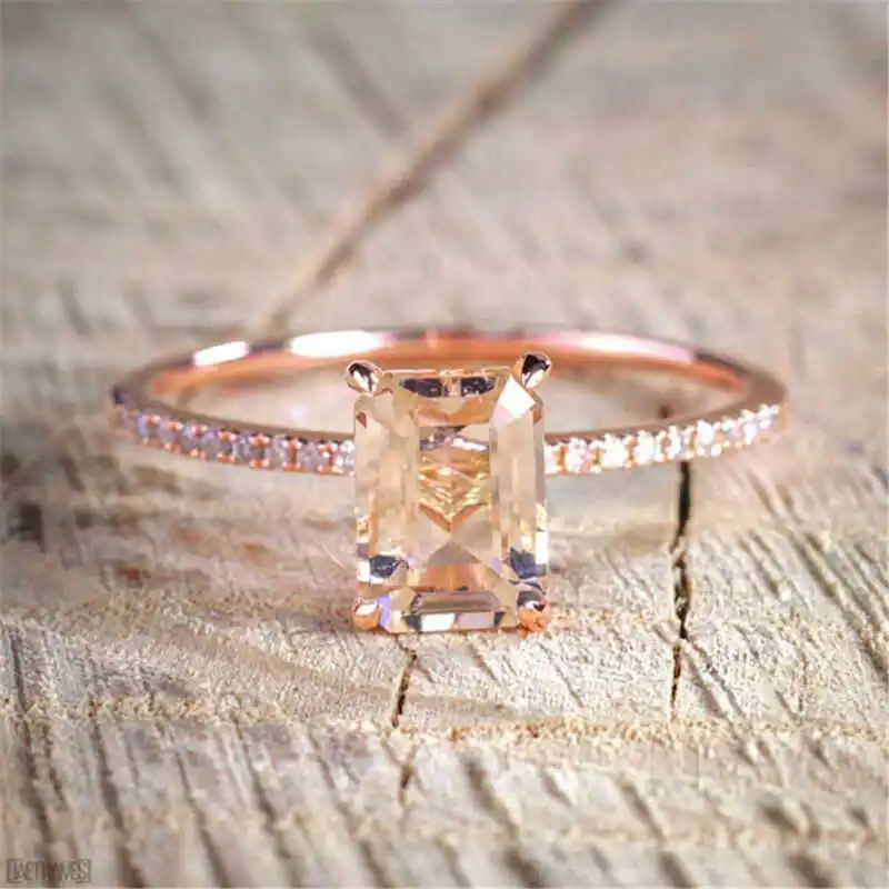 

Fashion and popular women's K rose Gold Color micro setting synthetic zircon ring jewelry size 6-10