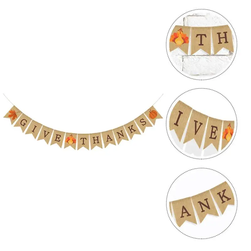 

1pc Delicate Lovely Party Bunting Flag Hanging Banner Thanksgiving Day Banner for Party