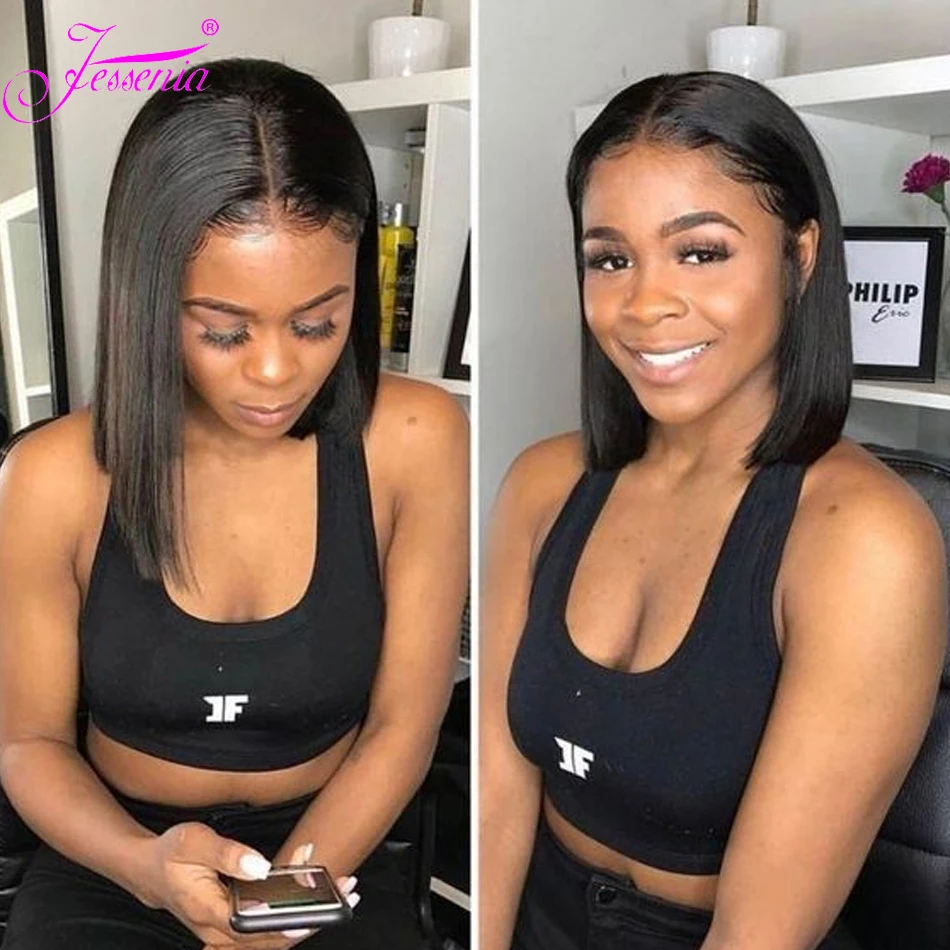 Парик с тупой огранкой бразильские 100% натуральные волосы прямые короткие для