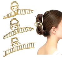 1 pc large hollow geometric metal hair claw clip hair catch barrette jaw clamp for women half bun hairpins for thick hair