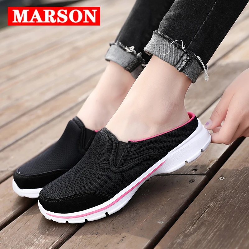 

MARSON Women's Casual Flats Shoes Breathable Mesh Lazy For Ladies Walking Light Comfortable Outdoor Female Flats Plus Size