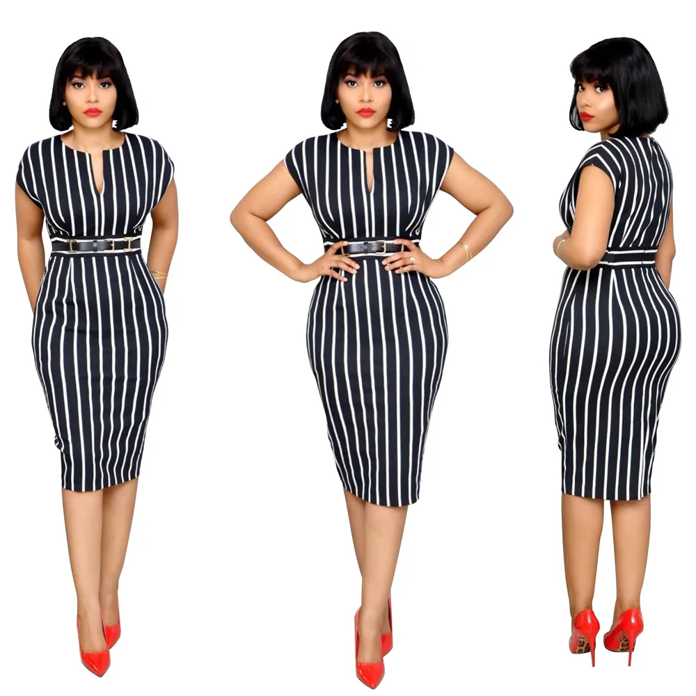 Женское офисное платье средней длины большого размера летнее черно белое в