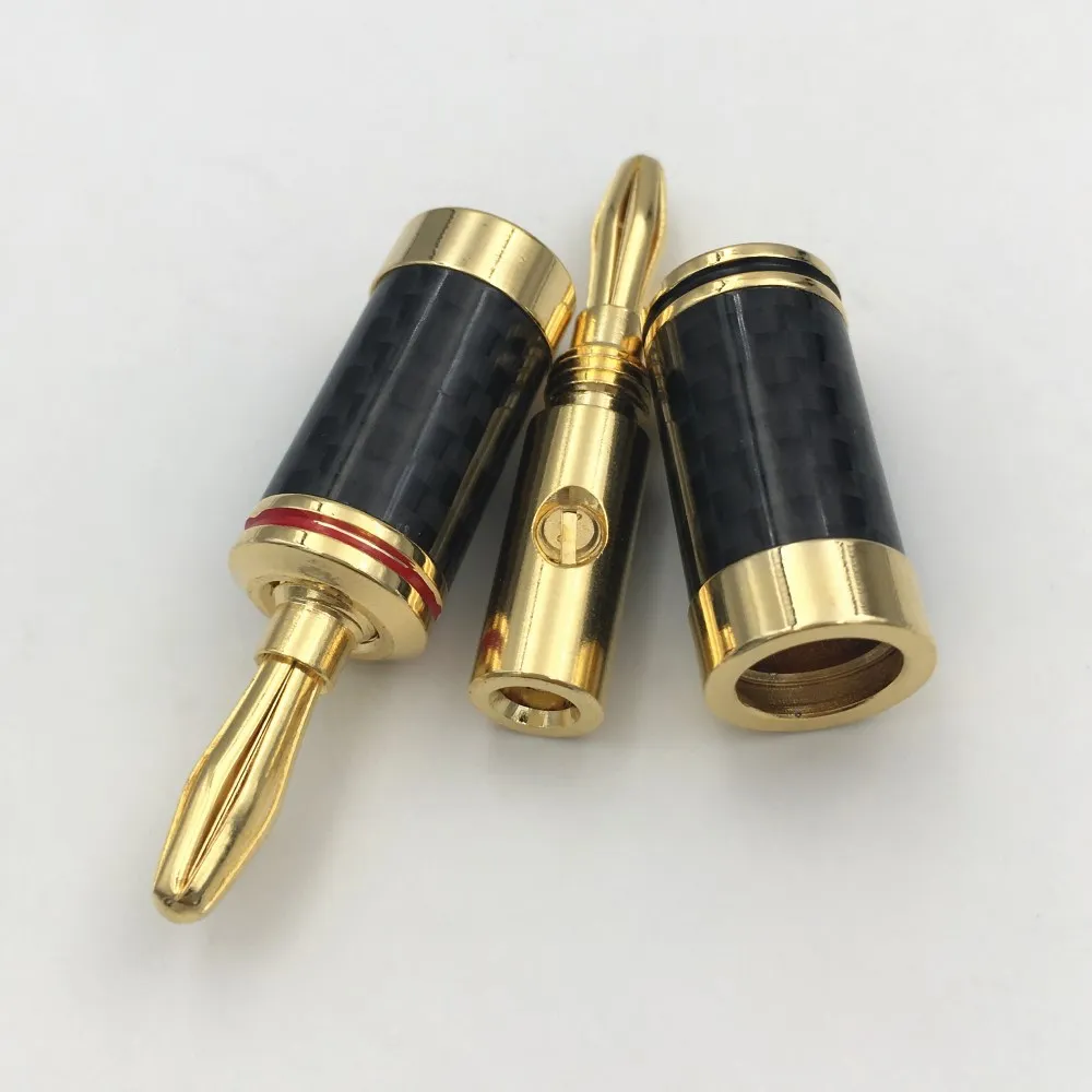 50 шт. позолоченный/посеребренный штекер из углеродного волокна HIFI Разъем для