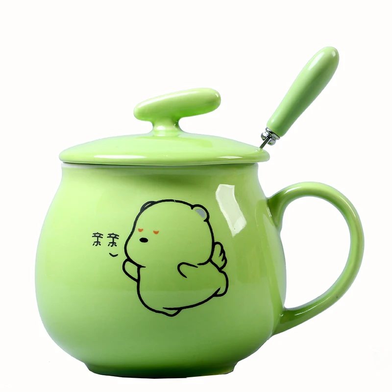 

Couple breakfast Mug family milk cup ceramic water for men and women with spoon