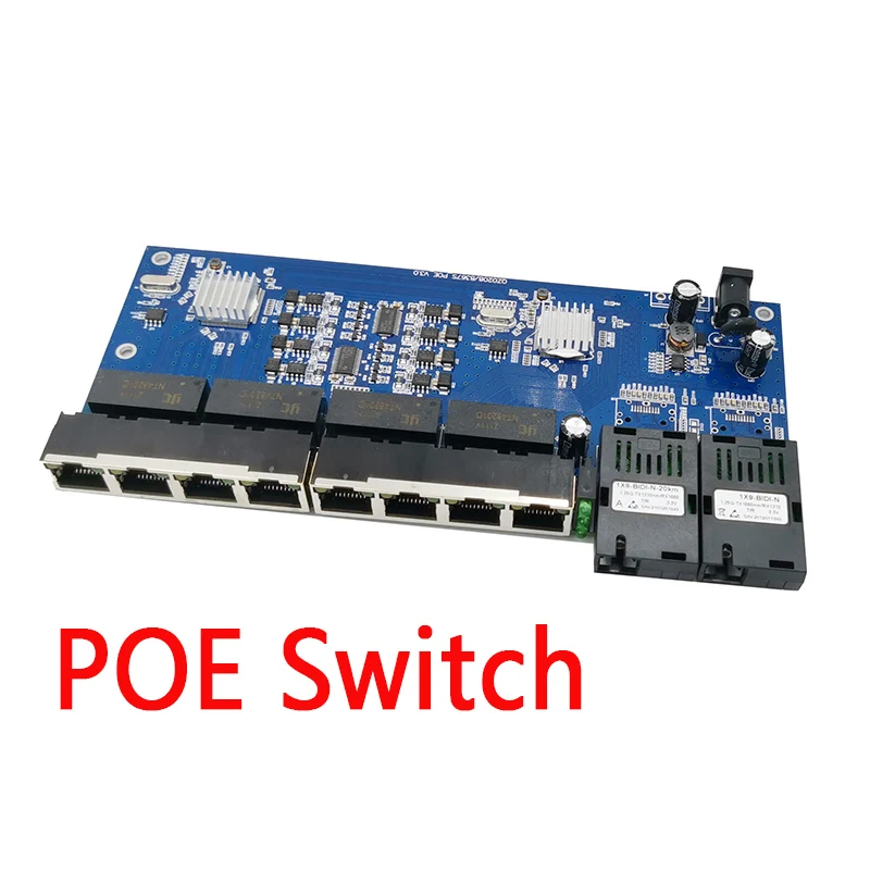 POE 8 RJ45 2 SC fiber Gigabit Ethernet коммутатор волоконно оптический одномодовый UTP порт 10/100/1000 M