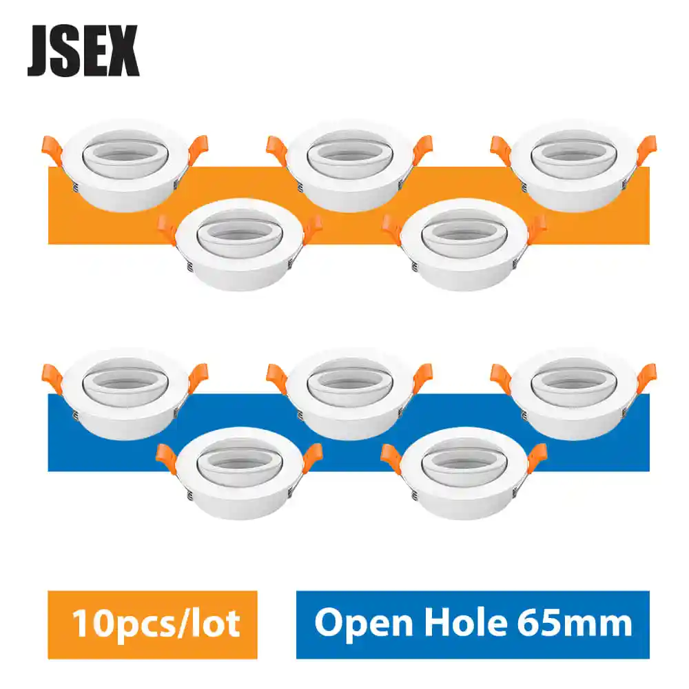 

10PCS/LOT Spot Light Fixtures Cut Hole 65mm Adjustable Round Recessed Ceiling Lamp GU10 MR16 Spotlight Bulbs White/Black/Silver