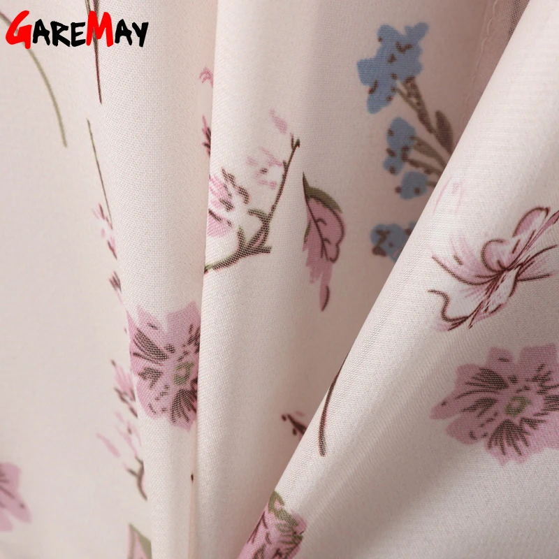 Блузка женская с оборками шифоновая Свободная рубашка без рукавов цветочным