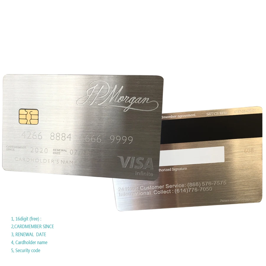 Jp custom gift card metal card stainless steel card