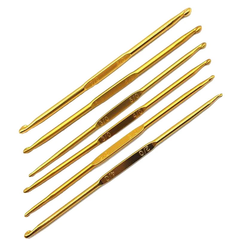 8 шт. набор ручных крючков для вязания спиц Золотой Алюминиевый двойной конец и