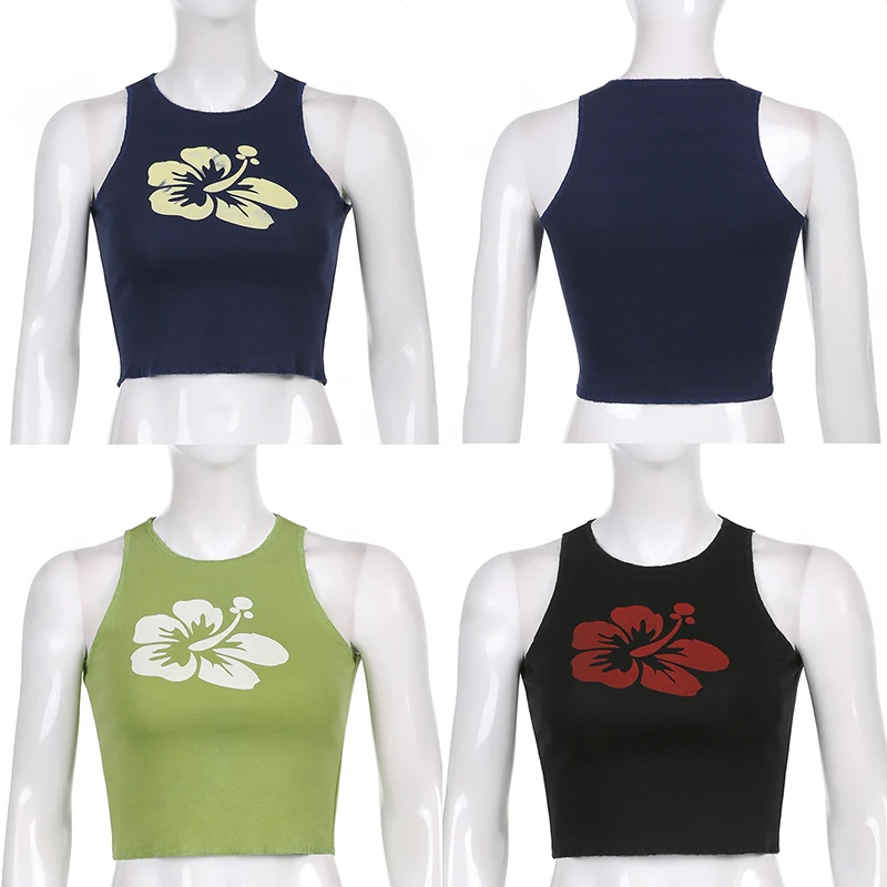 

Y2K Flower Printed Casual Cotton Camisole Women Basic Sleeveless Crop Tank Top Vintage 90s Aesthetic Corset Sports Vest Iamhotty