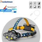 Налобный фонарь с 7 светодиодами, сильный светильник с зарядкой от USB, водонепроницаемый налобный фонарь, светильник с углом поворота 90 градусов, налобный фонарь, налобный фонарь