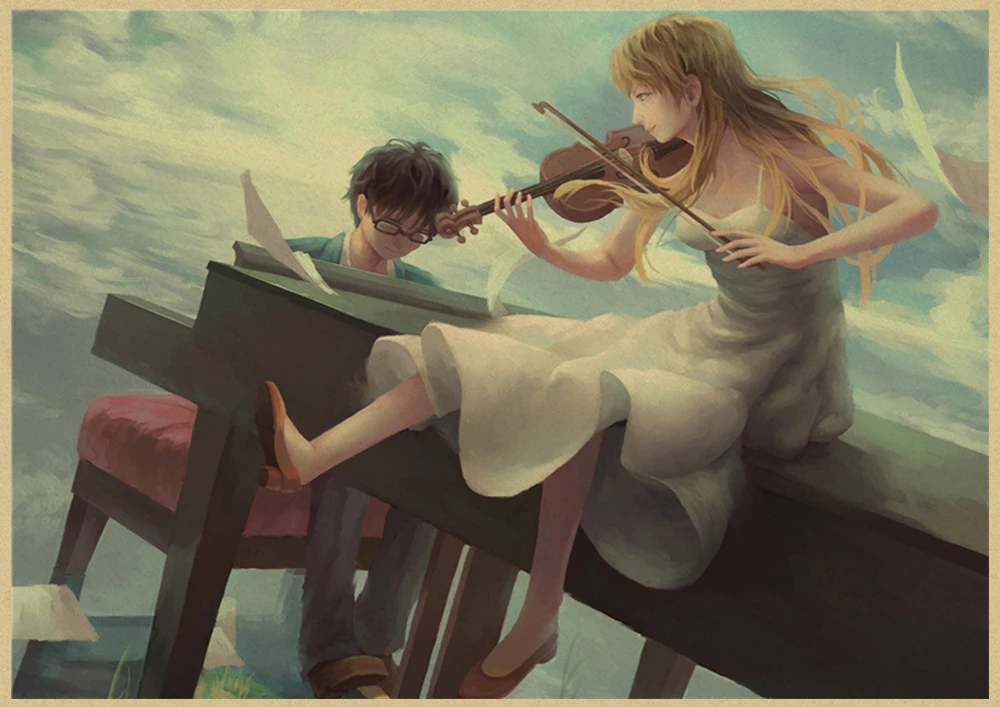 

Your Lie in April Animation Nordic Kraft Poster Printed Modular Pictures For Living Room Wall Artwork Painting Home Decoration