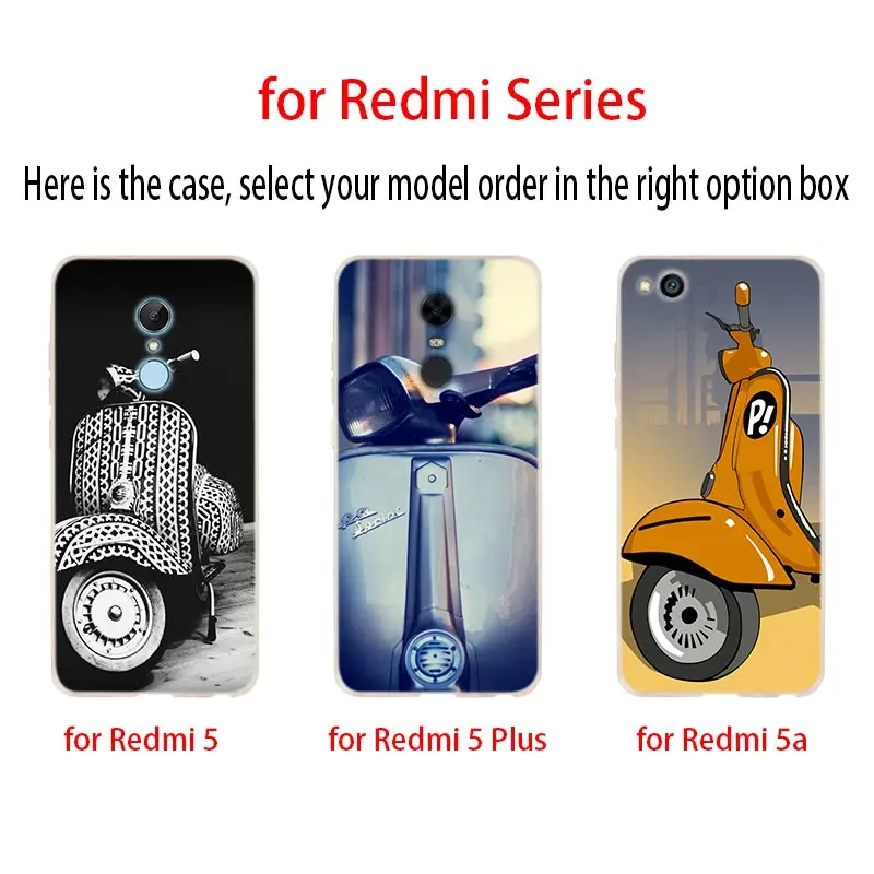 Мягкий чехол Vespa для скутера Xiaomi Redmi Note 8 7 6 5 Pro 8a 6pro 6a s2 5a 4a 5plus y3 Coque Funda Etui чехлы