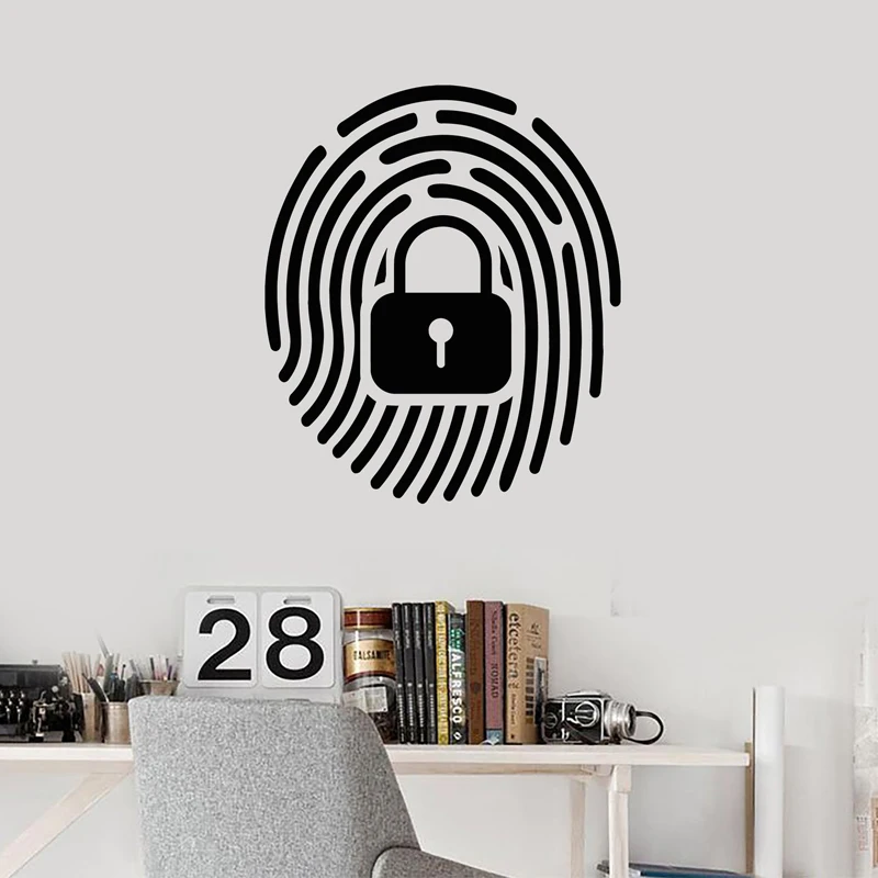 

Fingerprint Unlock Wall Stickers Private Secret Lock Vinyl Decal Confidential Thumbprint Stickers Creative Door C13-05