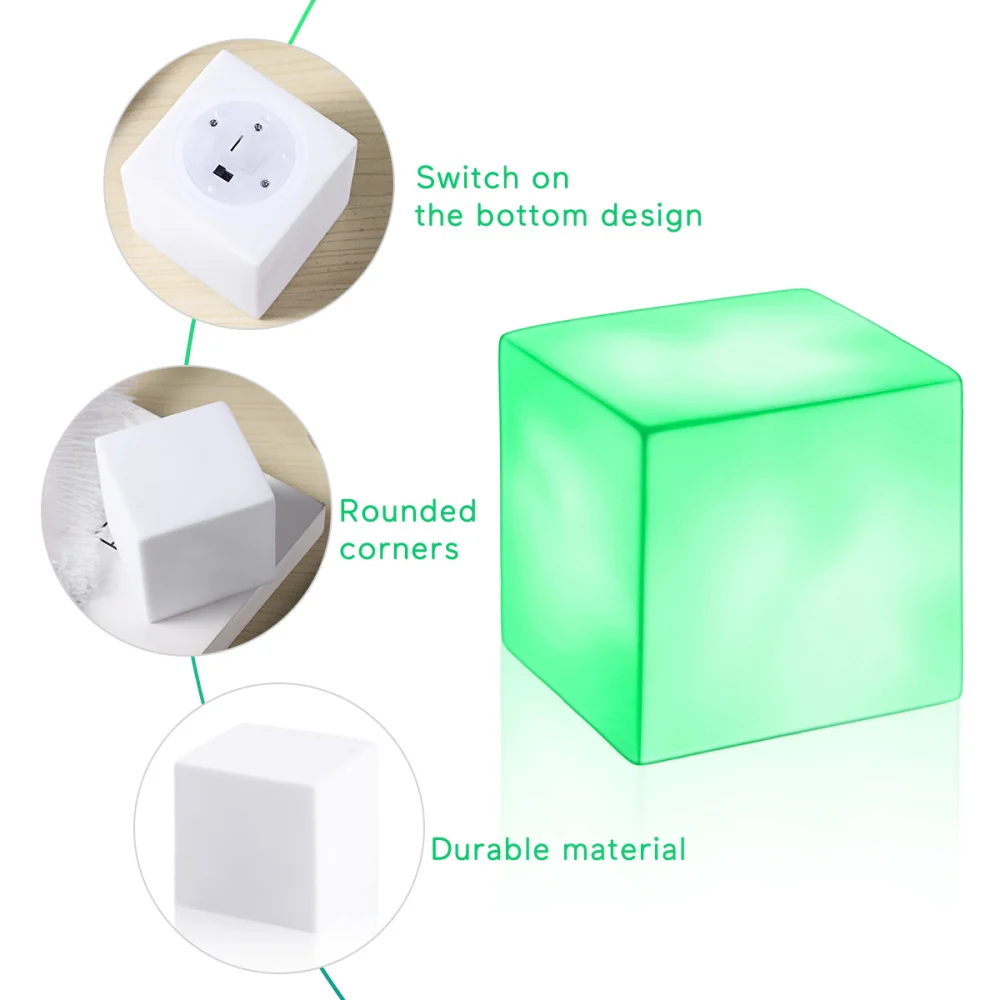 

LEDMOMO LED Cube Light Multicolor Night Light Battery Operated Cordless Night Lamp for Home Bedroom Living Room