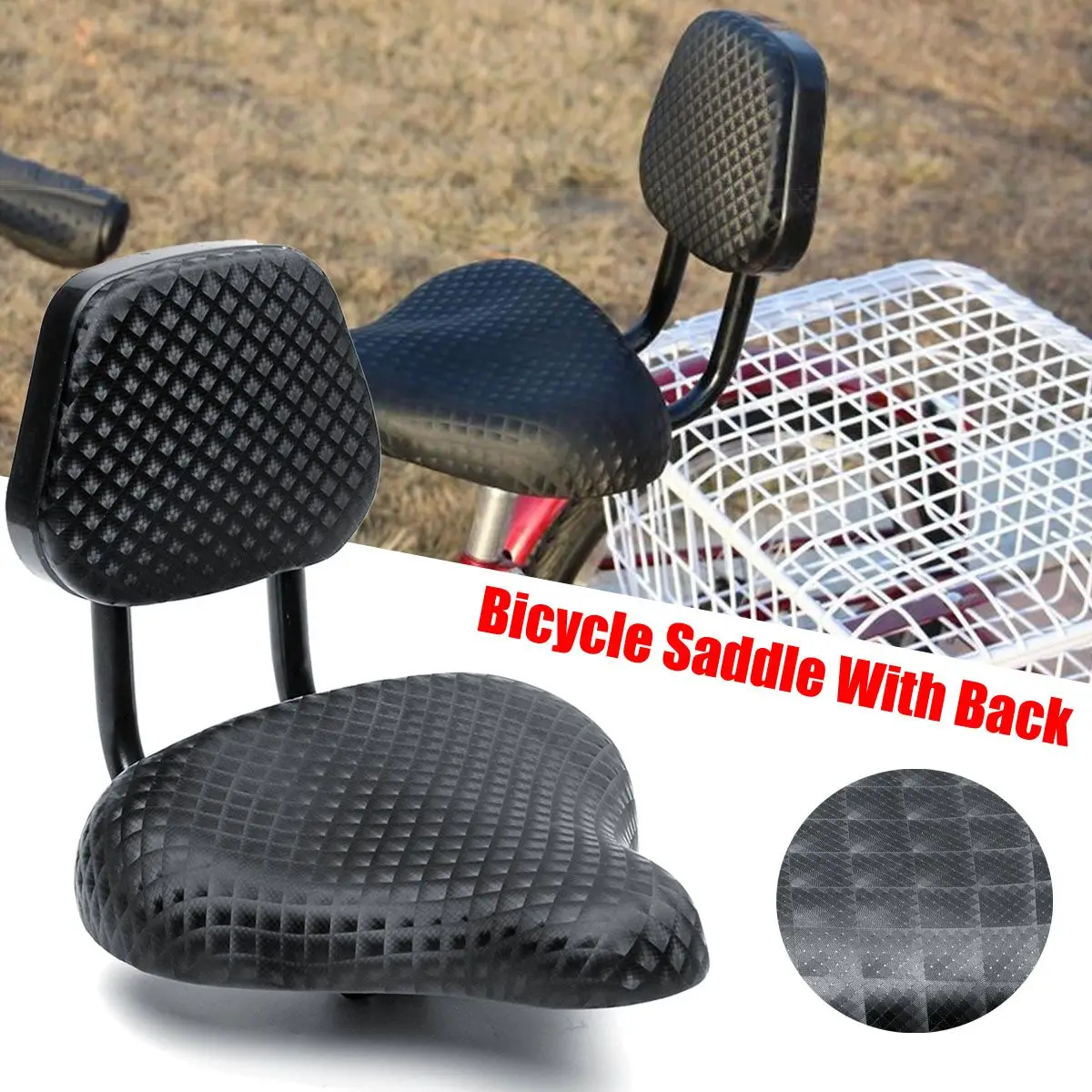 

Carbon Fiber Bicycle Saddle Extra Wide Big Bum Bicycle Tricycle Seat Cushion Back Saddle With Rest Support For Outdoor Cycling