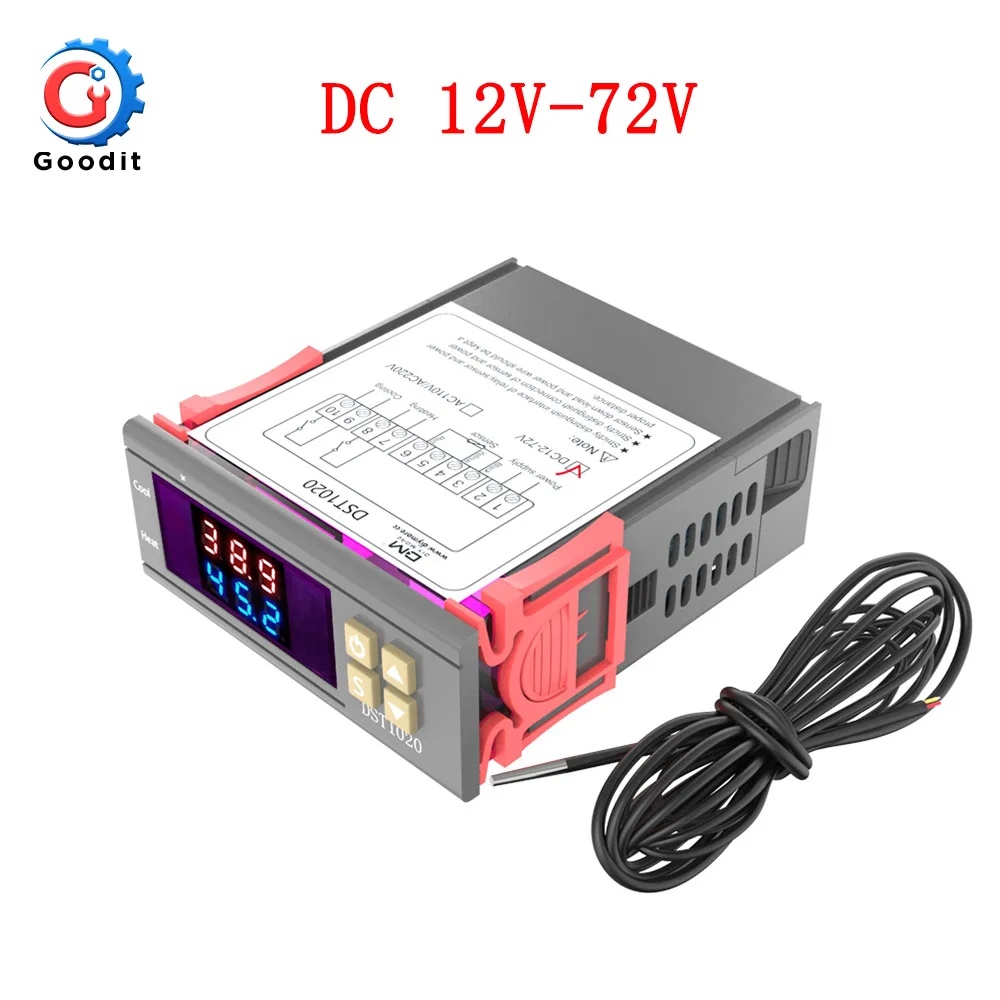DC 12V-72V DST1020 цифровой дисплей термостат Humidistat регулятор температуры регулятор влажности термометр контроль гигрометр метр - Цвет: DC 12V-72V
