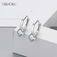 sterling silver 925 simple single diamond ear buckle fashion round zircon earrings wedding luxury womens jewelry gift