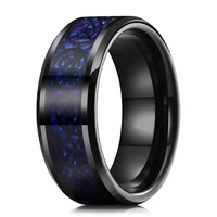 trendy 8mm black tungsten wedding rings for men stainless steel celtic dragon ring inlay blue carbon fiber ring engagement gift