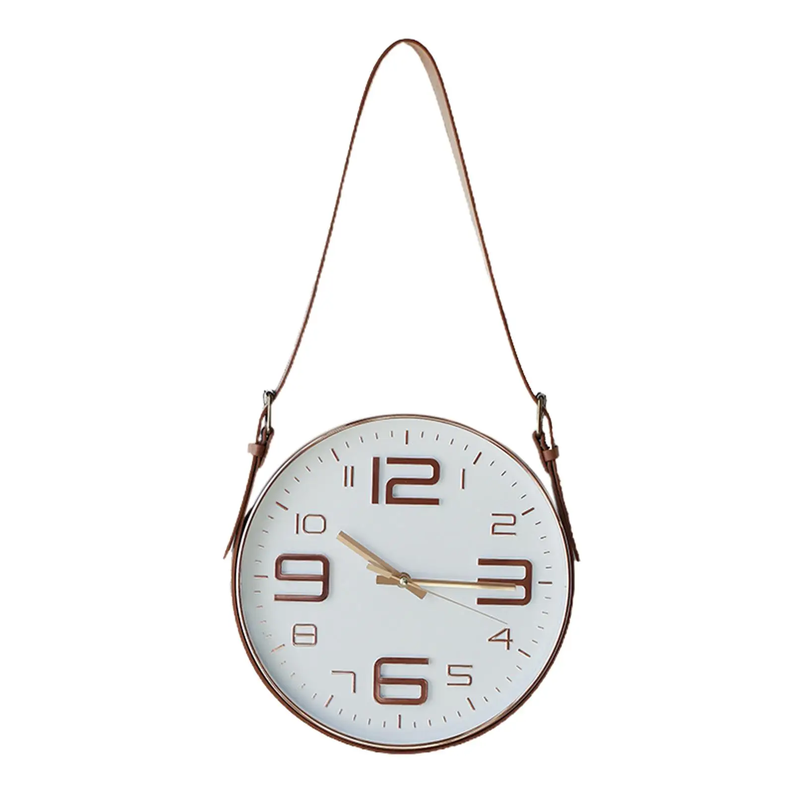 

HOT SALES！！！New Arrival Wall Alarm Clock Nordic Movement Glass Home Decor Paux Leather Belt Hanging Bell Wholesale Dropshipping
