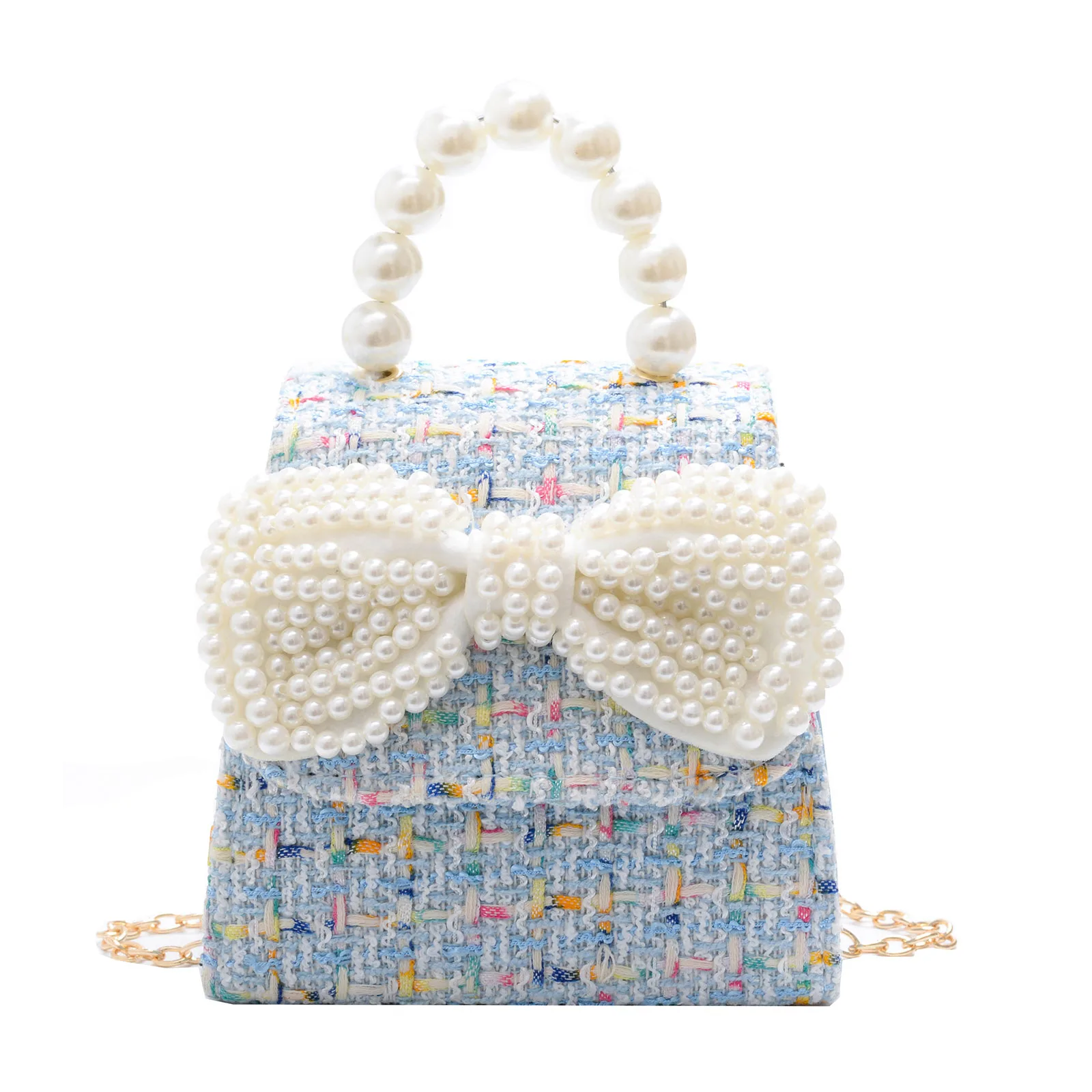 

Детская сумка через плечо с жемчужной ручкой