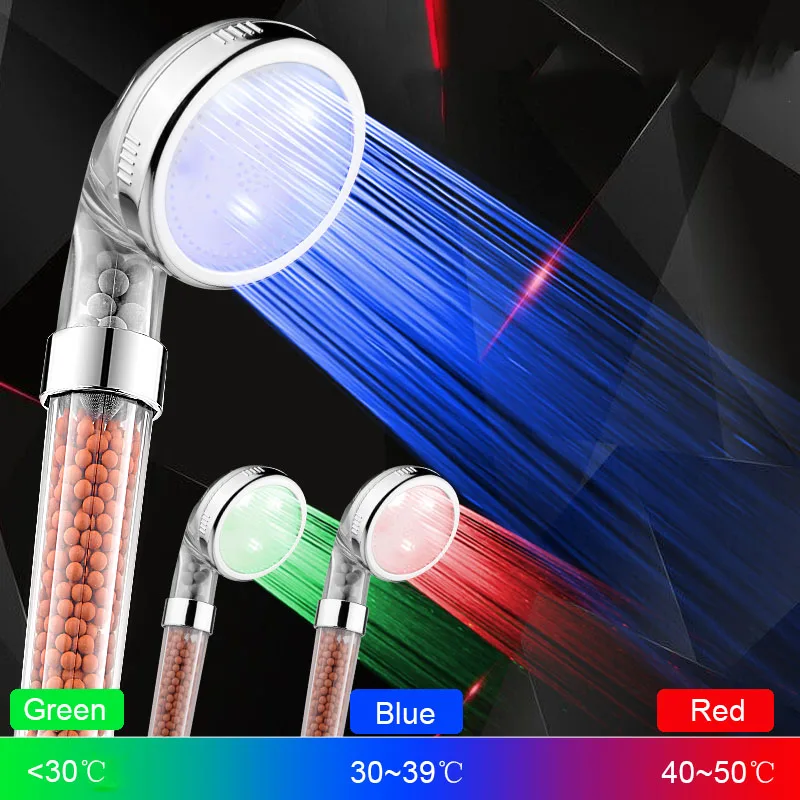 Цвет меняющийся светодиодный Anion спа Насадки для душа Контроль температуры
