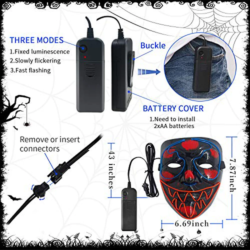 2 шт./упаковка светодиодная маскарадная светодиодный ка для Хэллоуина