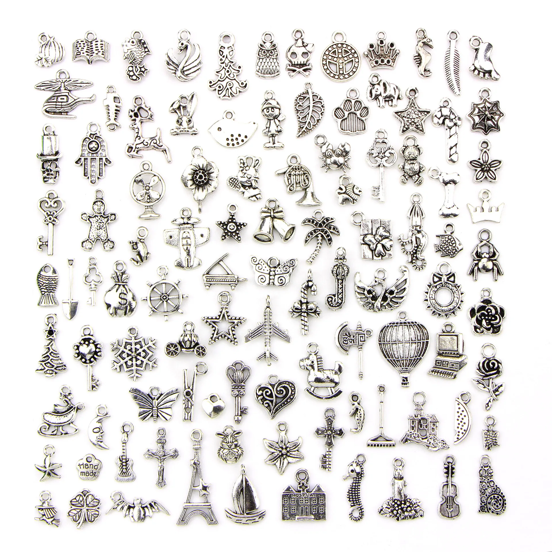 

100pcs Charms Pendant Mix Style Antique Color Unique Pendants For DIY Bracelet Necklace Earrings Jewelry Making Accessories