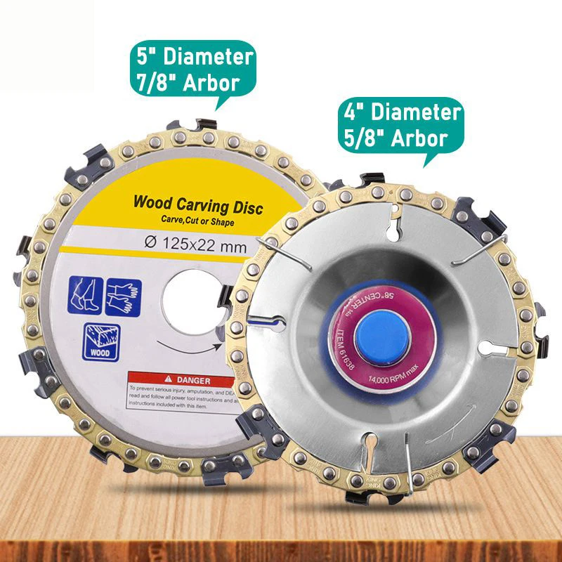 

Wood Carving Disc Woodworking Chain Grinder Chain Saws Disc Chain Plate Tool for 125MM/100MM Angle Grinding 5 Inch 4 inch